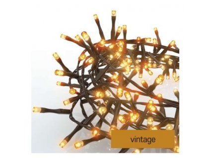 LED vianočná reťaz – cluster, 12 m, vonkajšia aj vnútorná, vintage, časovač