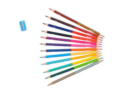 Pastelky DUOLO 12 ks Duo triangular so strúhadlom 6300622