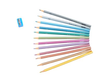 Pastelky BRILO 12 ks Metalické triangular so strúhadlom 6300625