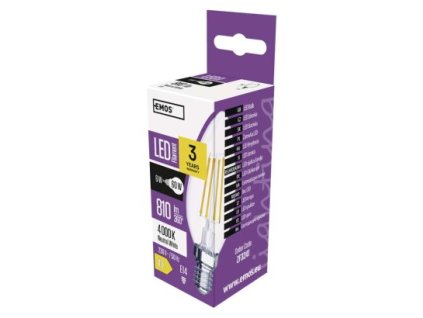 LED žiarovka Filament sviečka / E14 / 6 W (60 W) / 810 lm / neutrálna biela