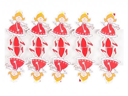 štipec drevený anjel 4,8cm/10ks 8886378