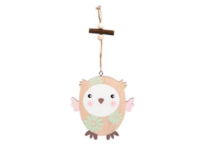 záves drevo sova 10cm natur otvorené oči 2221732