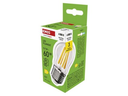 LED žiarovka Filament Mini Globe / E27 / 5,9 W (60 W) / 806 lm / Neutrálna biela