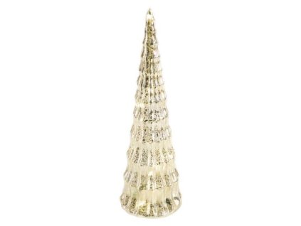 LED vianočný sklenený stromček, 27 cm, 2x CR2032, vnútorný, teplá biela, časovač