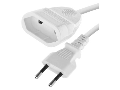 Dvojžilový pohyblivý prívod 5 m / 1 zásuvka / biely / PVC / 0,75 mm2