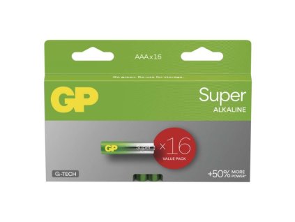 Alkalická batéria GP Super LR03 (AAA), 16 ks