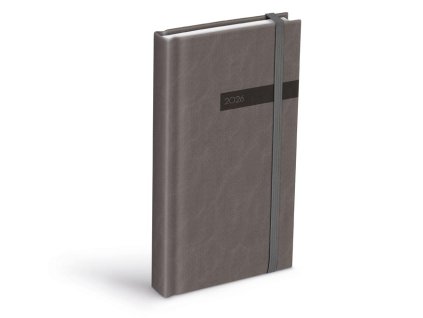 diár 2026 D802 PU with rubber gray 90x170mm 7781500