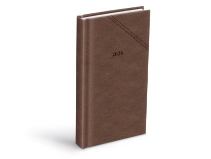 diár 2026 D802 PU dark brown 90x170mm 7781498