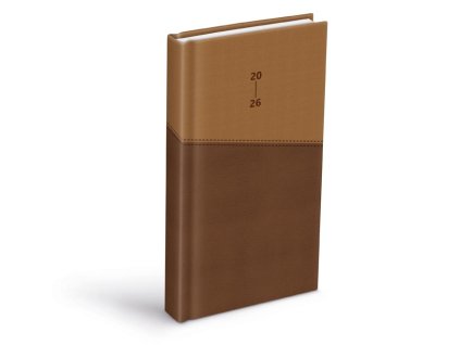 diár 2026 D802 PU dark brown/beige 90x170mm 7781497