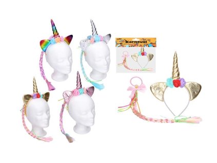 Set karneval W026095 - čelenka jednorožec mix farieb