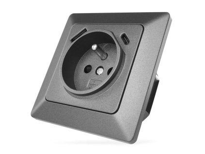 Zásuvka s USB-A+USB-C, antracit