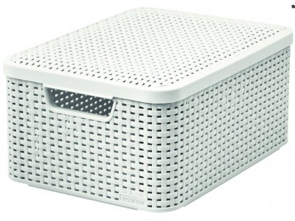 Úložný box RATTAN Style2 s víkem M - krémový