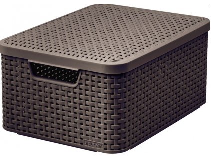 Úložný box RATTAN Style2 s víkem M - hnědý