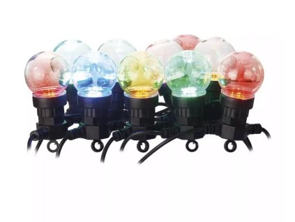 LED světelný řetěz – 10x párty žárovky, 5 m, venkovní i vnitřní, multicolor
