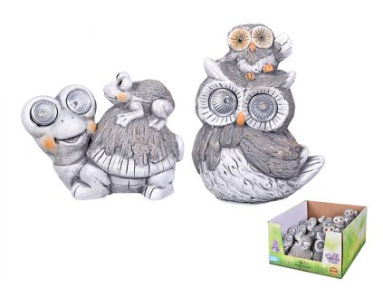 Želva / Sova  s mláďaty solární 16x10x16cm
