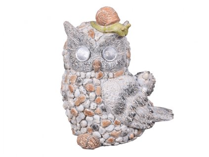 Sova solární cementová 19x13x23cm