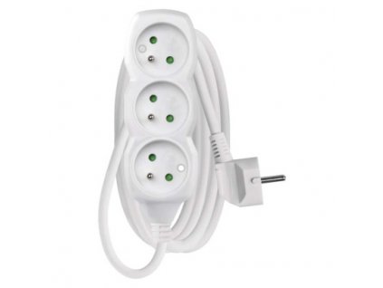 Prodlužovací kabel – 3 zásuvky, 2m, bílý