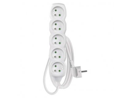 Prodlužovací kabel – 5 zásuvek, 1,5m, bílý