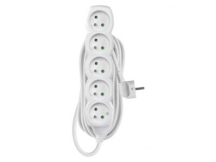 Prodlužovací kabel – 5 zásuvek, 10m, bílý