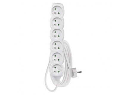 Prodlužovací kabel – 6 zásuvek, 3m, bílý