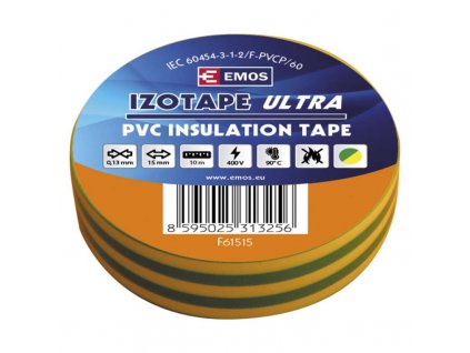 Izolační páska PVC 15mm / 10m zelenožlutá