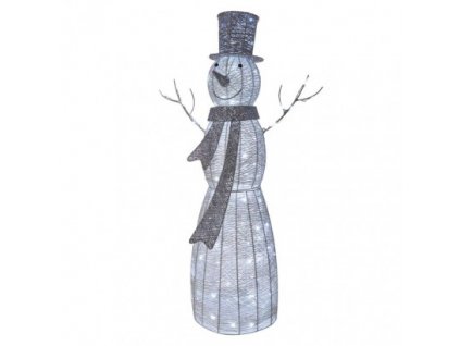 LED vánoční sněhulák ratanový, 124 cm, vnitřní, studená bílá, časovač