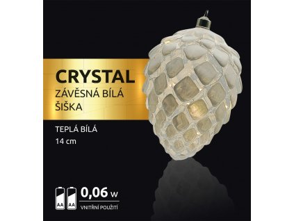 LED dekorace - závěsná bílá šiška Crystal 10 LED