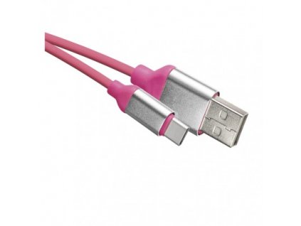 USB kabel 2.0 A/M - C/M 1m růžový