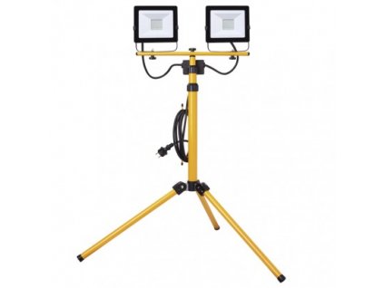 LED reflektor HOBBY SLIM 2x 30W + trojnožka, černý/žlutý, neutrální bílá