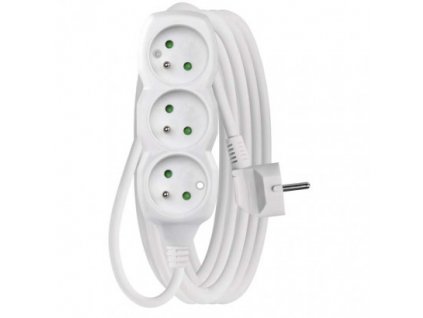 Prodlužovací kabel – 3 zásuvky, 5m, 3× 1,5mm2, bílý