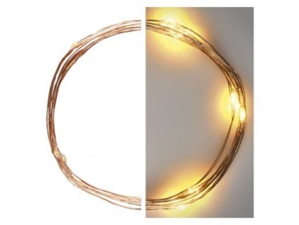 LED vánoční nano řetěz, 1,9 m, 2x AA, vnitřní, teplá bílá, časovač