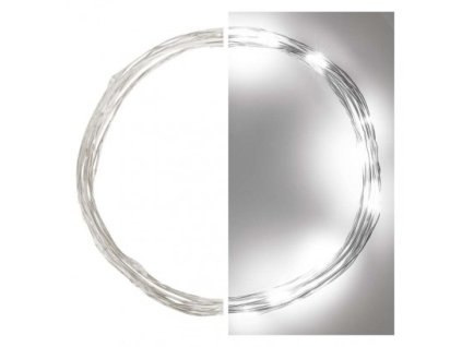 LED vánoční nano řetěz, 1,9 m, 2x AA, vnitřní, studená bílá, časovač