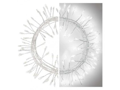 LED vánoční nano řetěz – ježek, 2,4 m, 3x AA, vnitřní, studená bílá, časovač