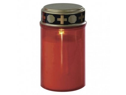 LED hřbitovní svíčka červená, 2x C, venkovní i vnitřní, teplá bílá, senzor