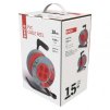 PVC prodlužovací kabel na bubnu – 4 zásuvky, 15m, 1mm2