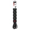 Prodlužovací kabel s vypínačem – 5 zásuvek, 3m, černý