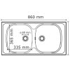 Dvojitý nerezový dřez 860 x 365 mm typ E33D