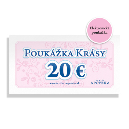 Růžová elektronická poukázka na bílém pozadí.