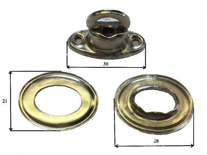 Otočný uzávěr 14 x 9 mm s oválným plachtovým kroužkem a podložkou, poniklovaná ocel