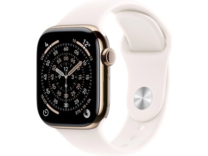 Apple Watch Series 11 Cellular (42mm) Zlatý Titan se světle ruměným sportovním řemínkem M/L