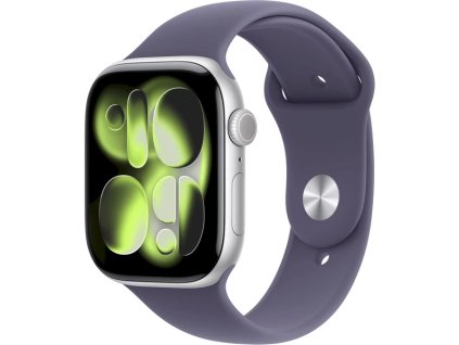 Apple Watch Series 11 (42mm) Stříbrný hliník s mlžně fialovým sportovním řemínkem S/M