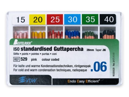 Gutaperčové čepy sada vel.015-040, 60ks