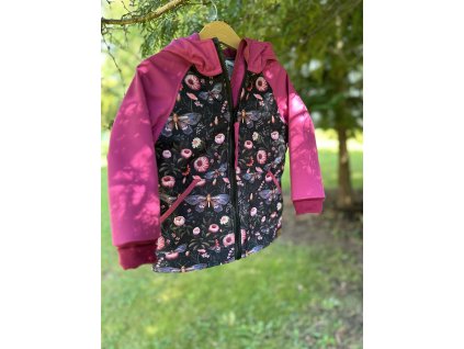 Softshellová bunda vel. 92/98 FUCHSIE/MŮRY