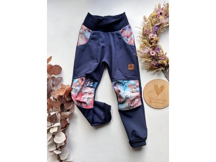 Softshellové kalhoty TMAVĚ MODRÉ/LISTY