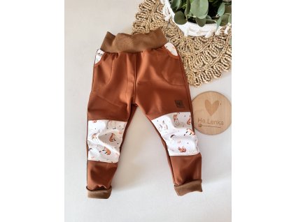 Softshellové kalhoty vel. 92 KARAMEL/ZVÍŘÁTKA
