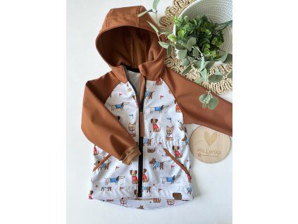 Softshellová bunda vel.104/110 PEJSCI/KARAMEL