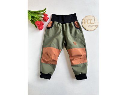 LETNÍ Softshellové kalhoty KHAKI/PERNÍK