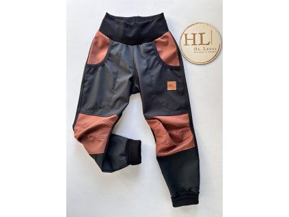 LETNÍ softshellové kalhoty ČERNÁ/KARAMEL