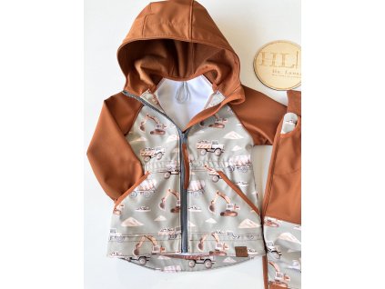 Softshellová bunda KARAMEL/AUTA NA MINT