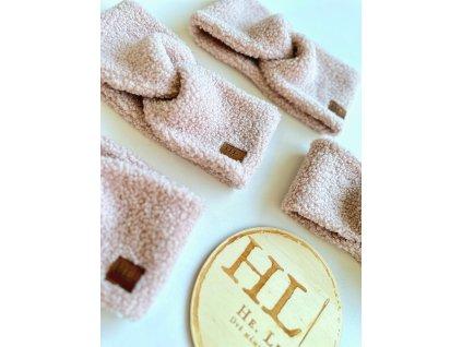 Zimní PUDROVÁ čelenka s křížením